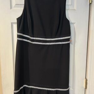 R & M Richards Black Sheath Dress Sleeveless Crew Neck Midi